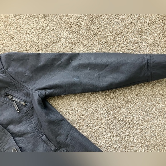 Jou Jou Dark Gray Faux Leather Motto Jacket Size 7/8 - Picture 4 of 11